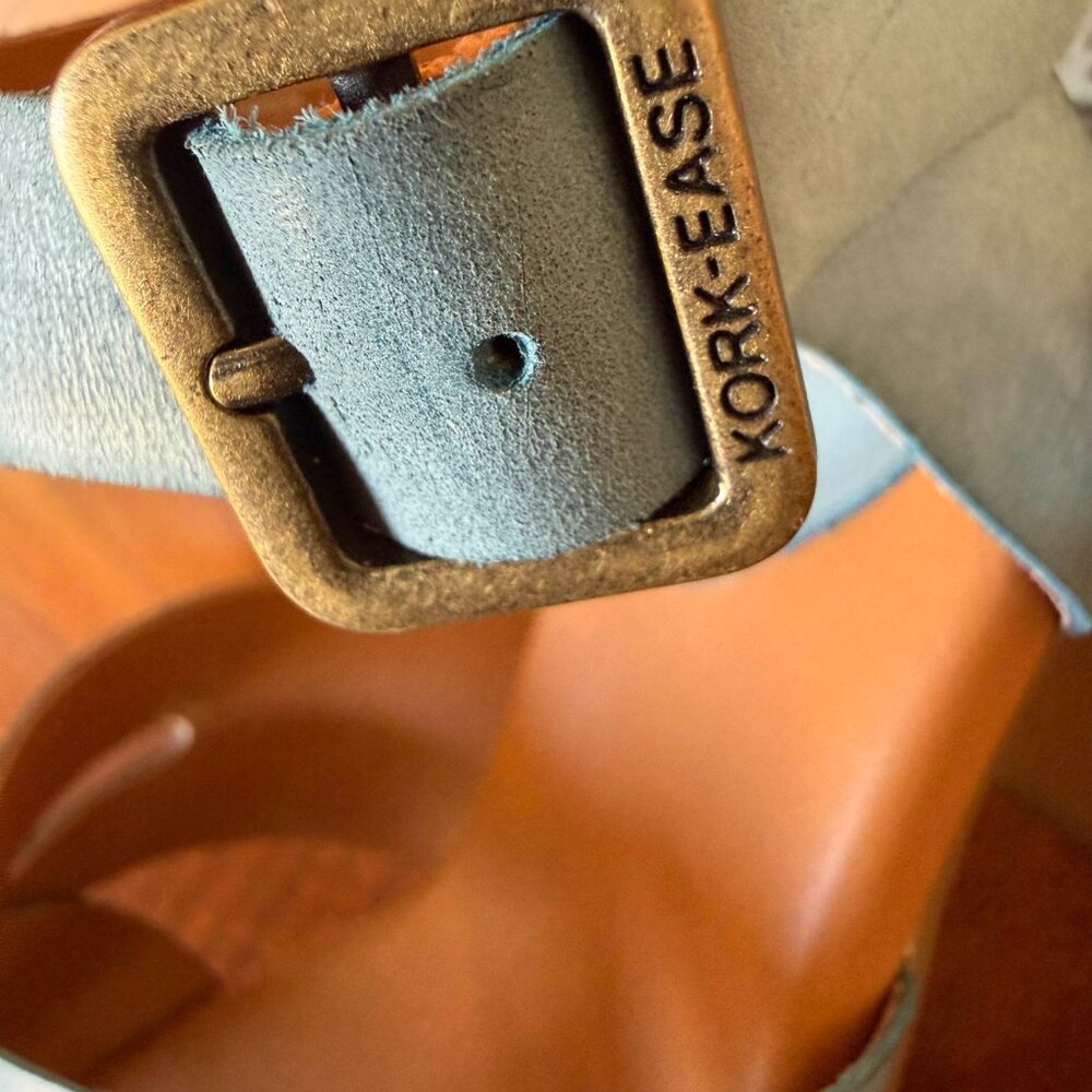 Kork Ease Women Size 10 Hutton Turquoise Leather Ankle Strap Platform Sandals - Picture 5 of 7